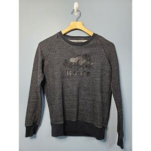 Roots Crewneck Sweater Charcoal Gray Cotton  Embroidered Logo Casual XXS Sport